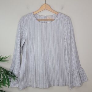 NWT Rungolee | Brown Cream Stripe Bell Sleeve Top